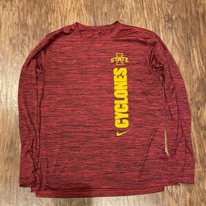Nike Maroon and Yellow Cyclones Long Sleeve Tee